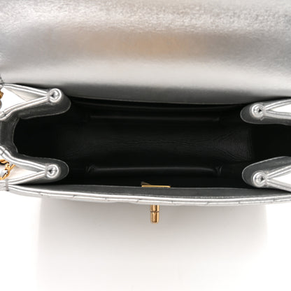 Chanel Metallic Calfskin Quilted Mini Metal Top Handle Flap Silver 5 of 13