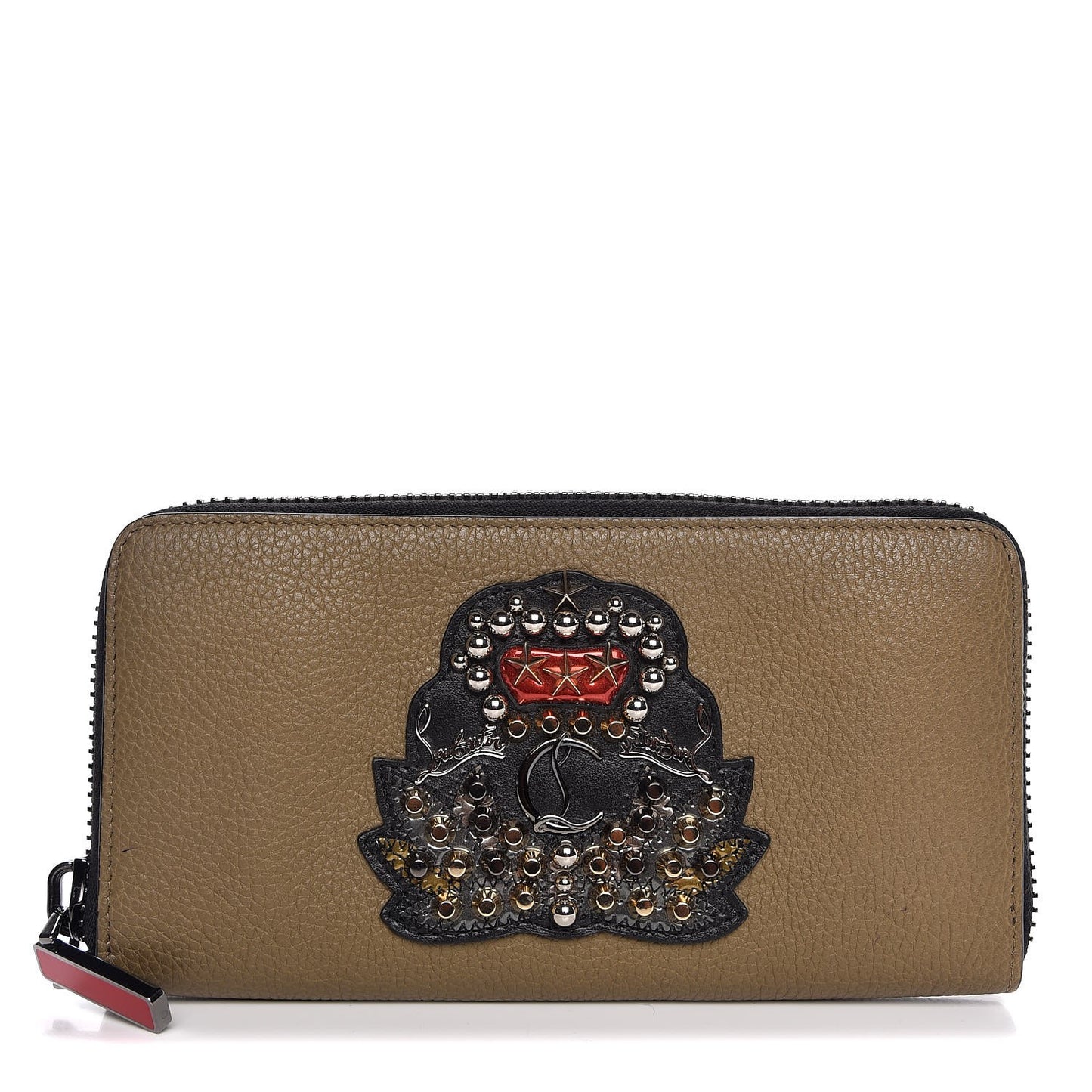 Calfskin Ecusson Panettone Zip Around Wallet Poivre Vert