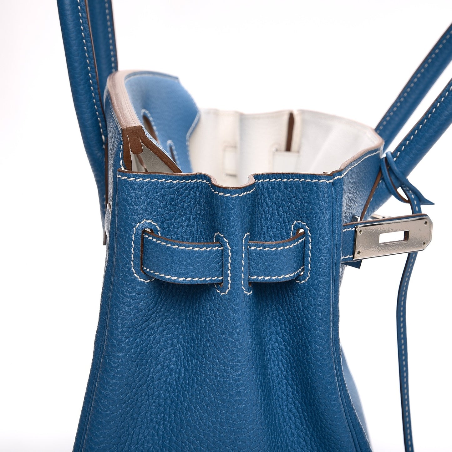 Taurillon Clemence Bi-Color Birkin 30 Mykonos White