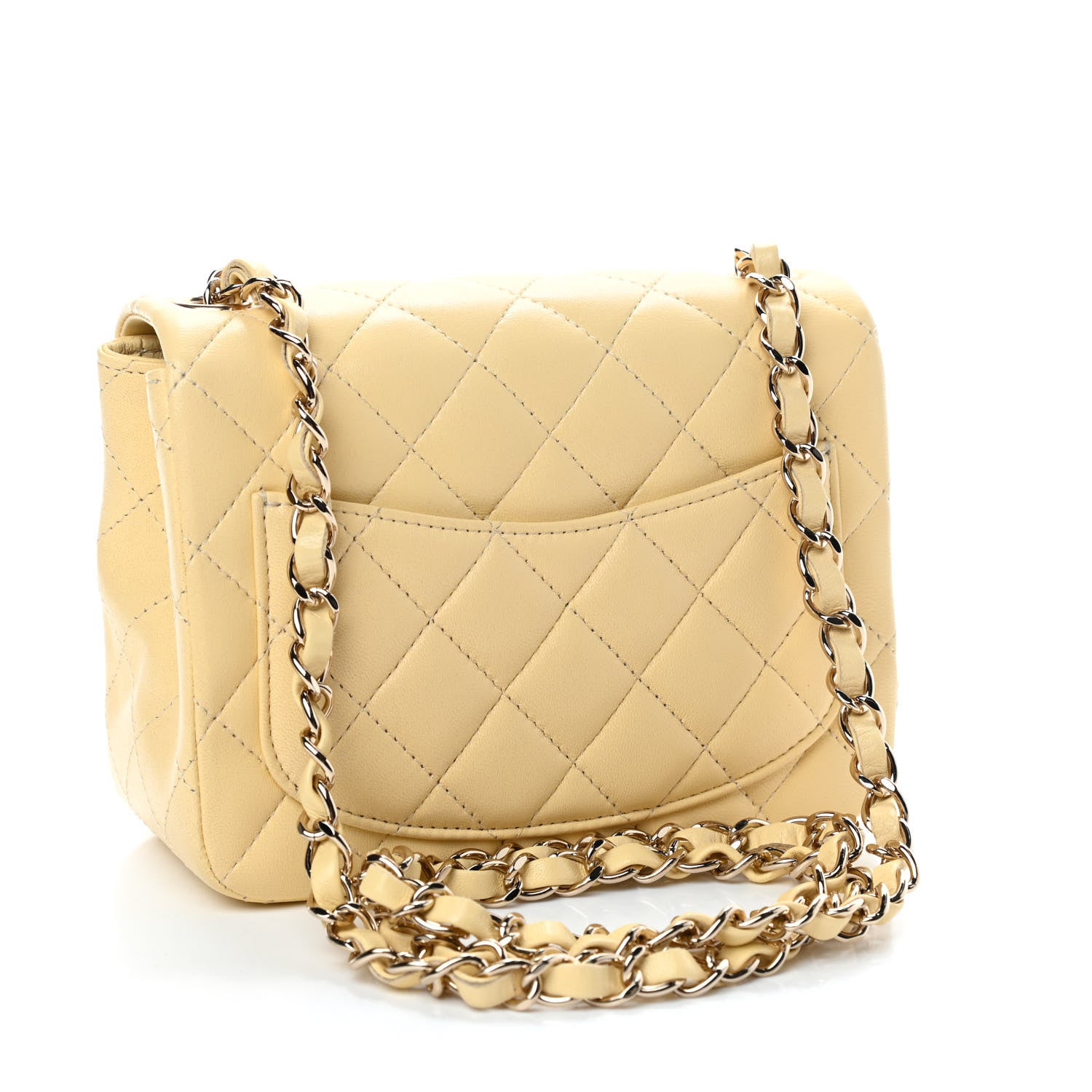 Chanel Lambskin Quilted Mini Square Flap Light Yellow 2 of 4