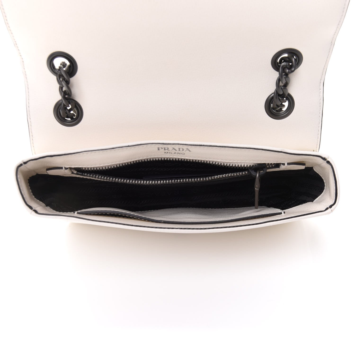 Prada Glace Calfskin Studded Crossbody White 5 of 10
