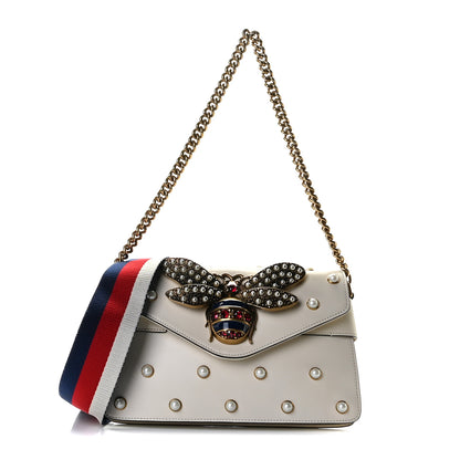 Gucci Nappa Pearl Studded Mini Queen Margaret Broadway Shoulder Bag Mystic White 1 of 14