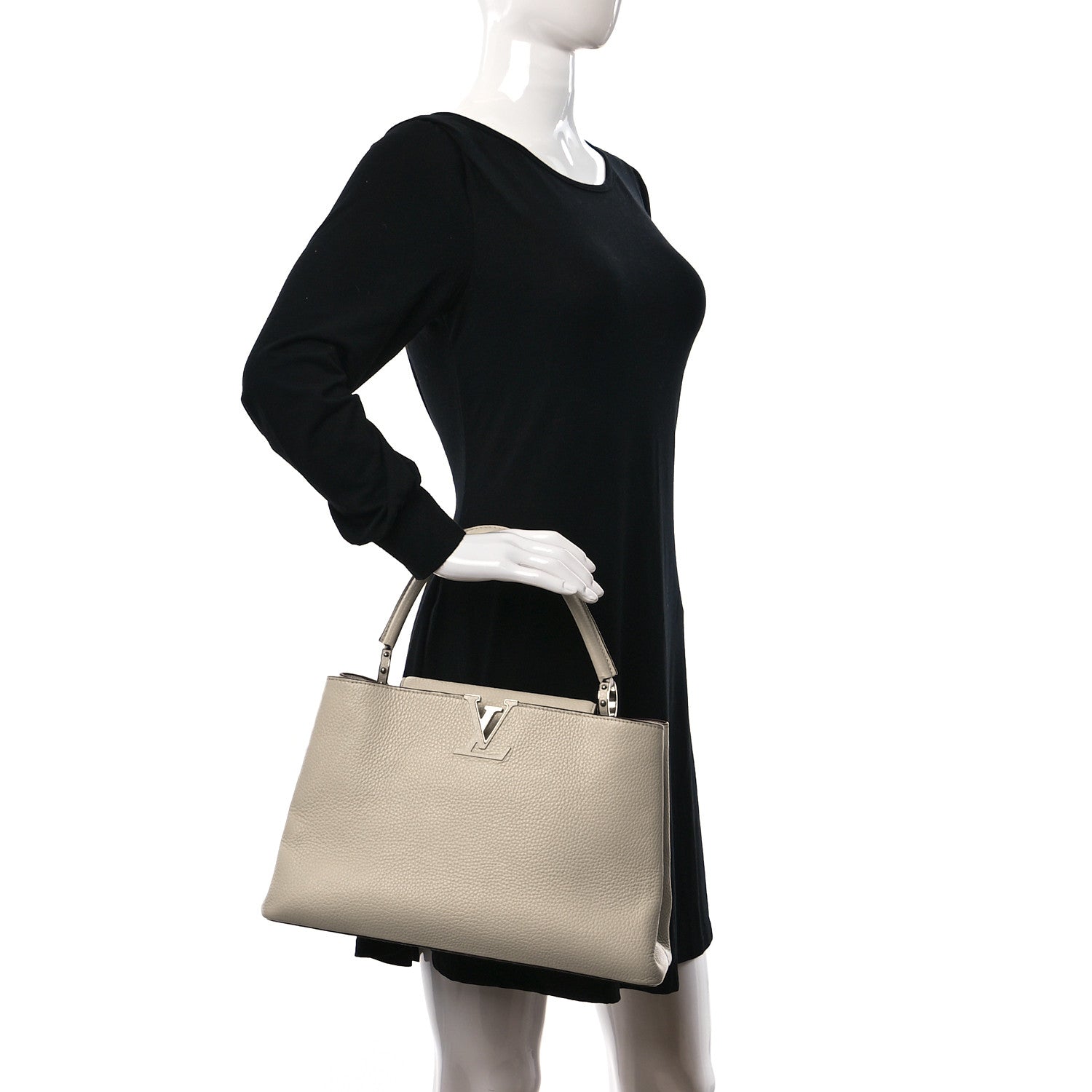 Louis Vuitton Taurillon Capucines MM Blanc Casse 2 of 10