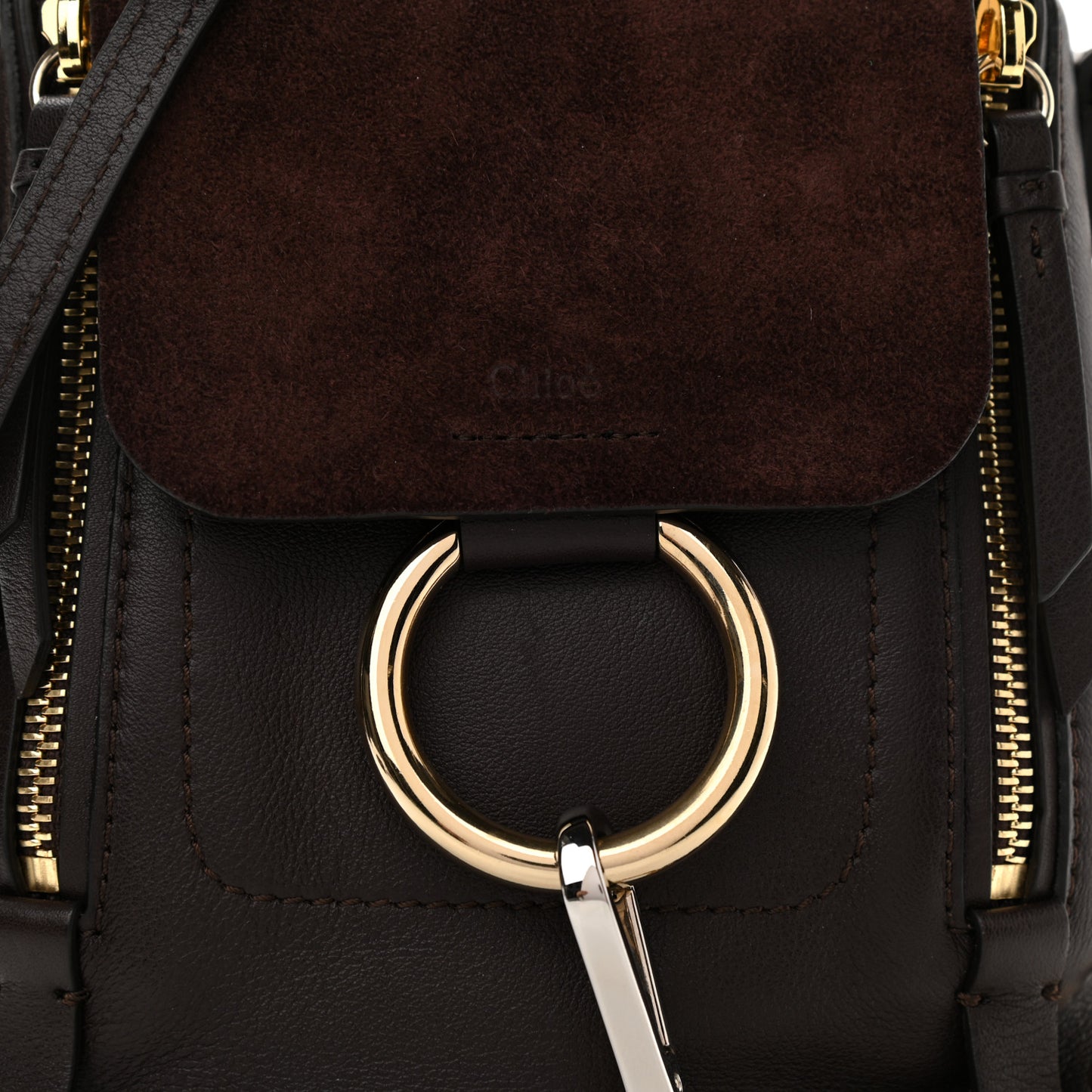 Suede Calfskin Mini Faye Backpack Carbon Brown