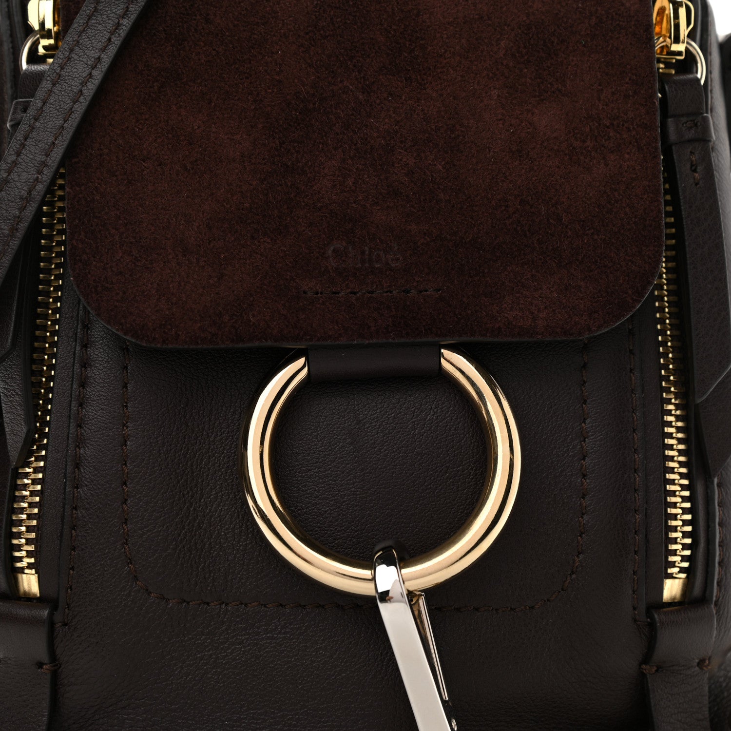 Chloe Suede Calfskin Mini Faye Backpack Carbon Brown 7 of 11