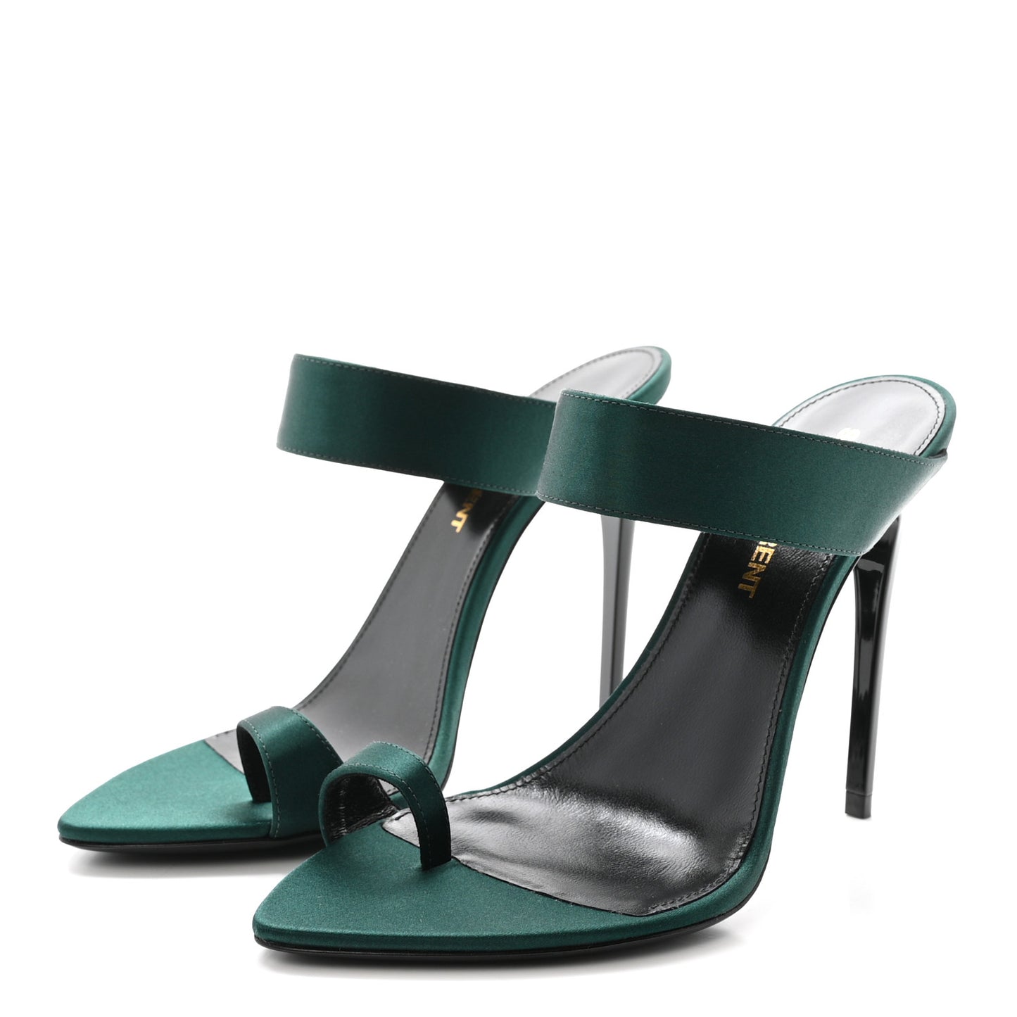 Crepe Satin Martha Mule 110 Sandals 35.5 Dorian Green