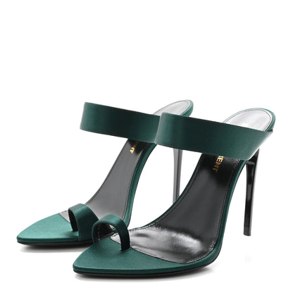Saint Laurent Crepe Satin Martha Mule 110 Sandals 35.5 Dorian Green 4 of 10