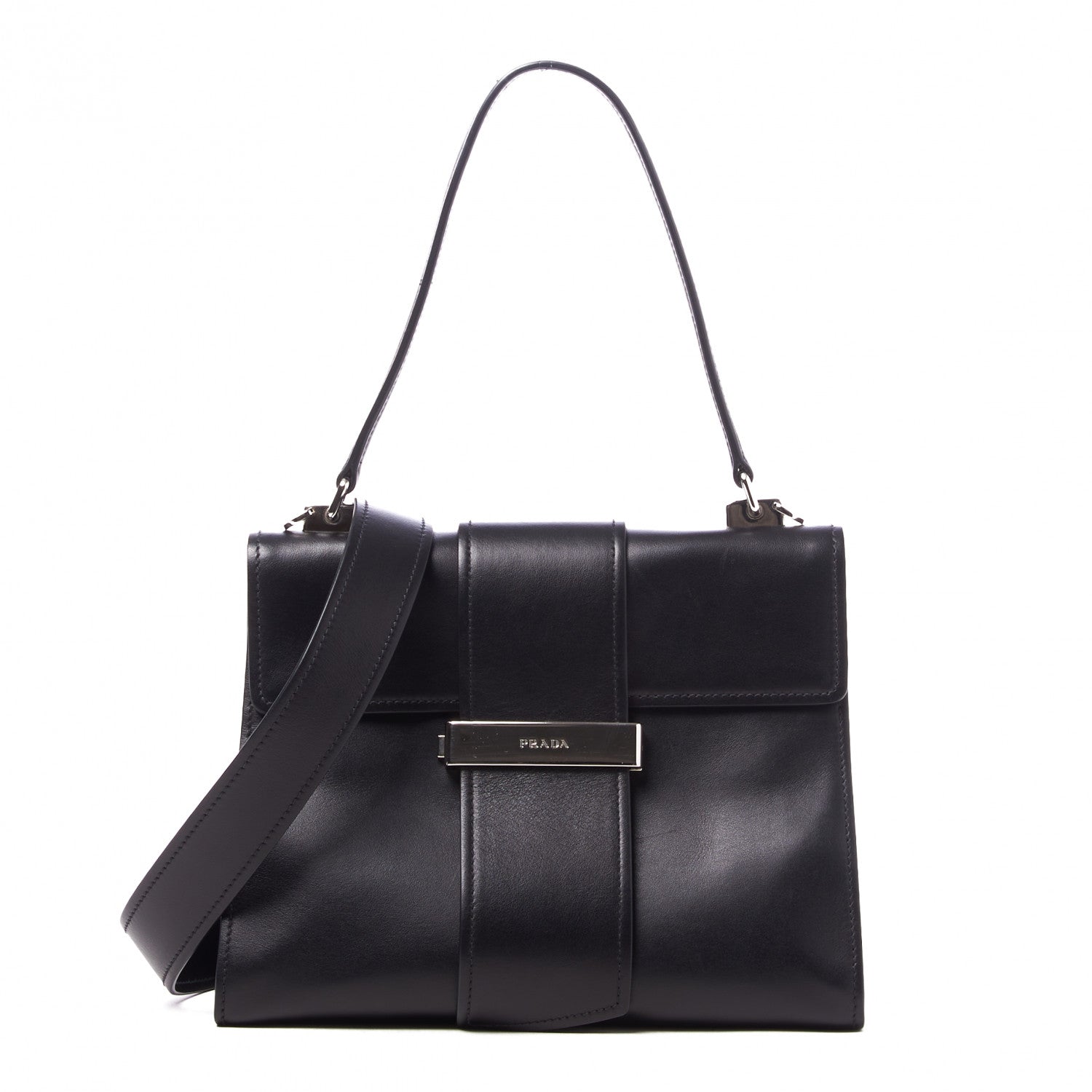 Prada City Calf Ribbon Shoulder Bag Black 1 of 8