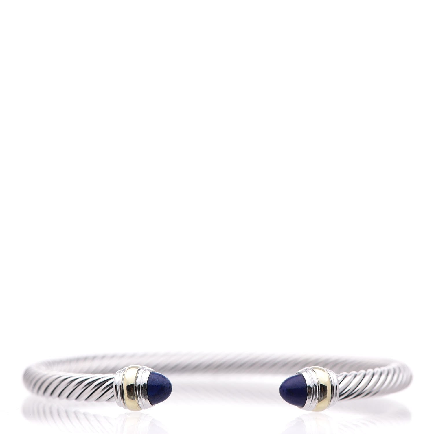David Yurman Sterling Silver 14K Yellow Gold Lapis Lazuli 5mm Cable Classics Bracelet 1 of 10