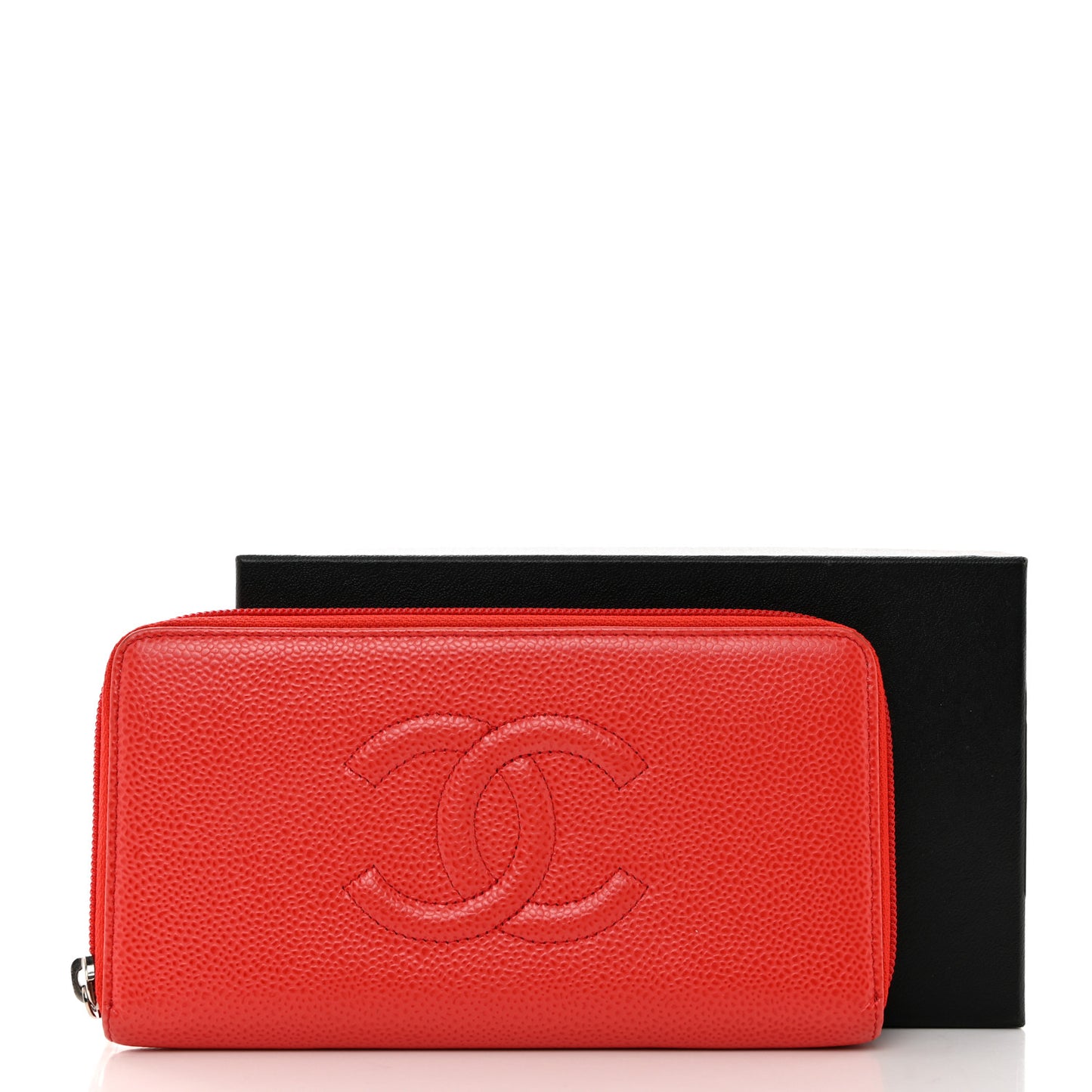 Caviar Large Timeless CC Zip Around Wallet Red