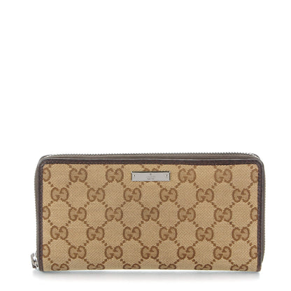 Gucci Monogram Metal Bar Zip Around Wallet Dark Brown 1 of 8
