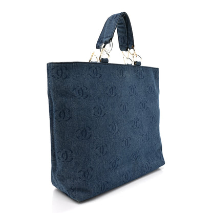 Chanel Denim Large CC Tote Dark Navy Blue 4 of 14