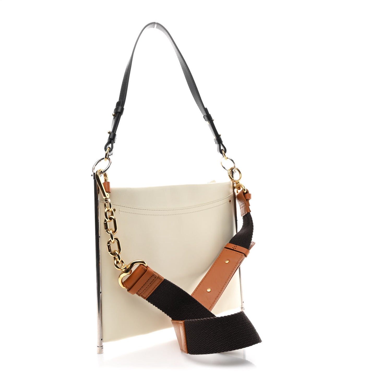 Smooth Calfskin Quilted Medium Roy Clutch Off White