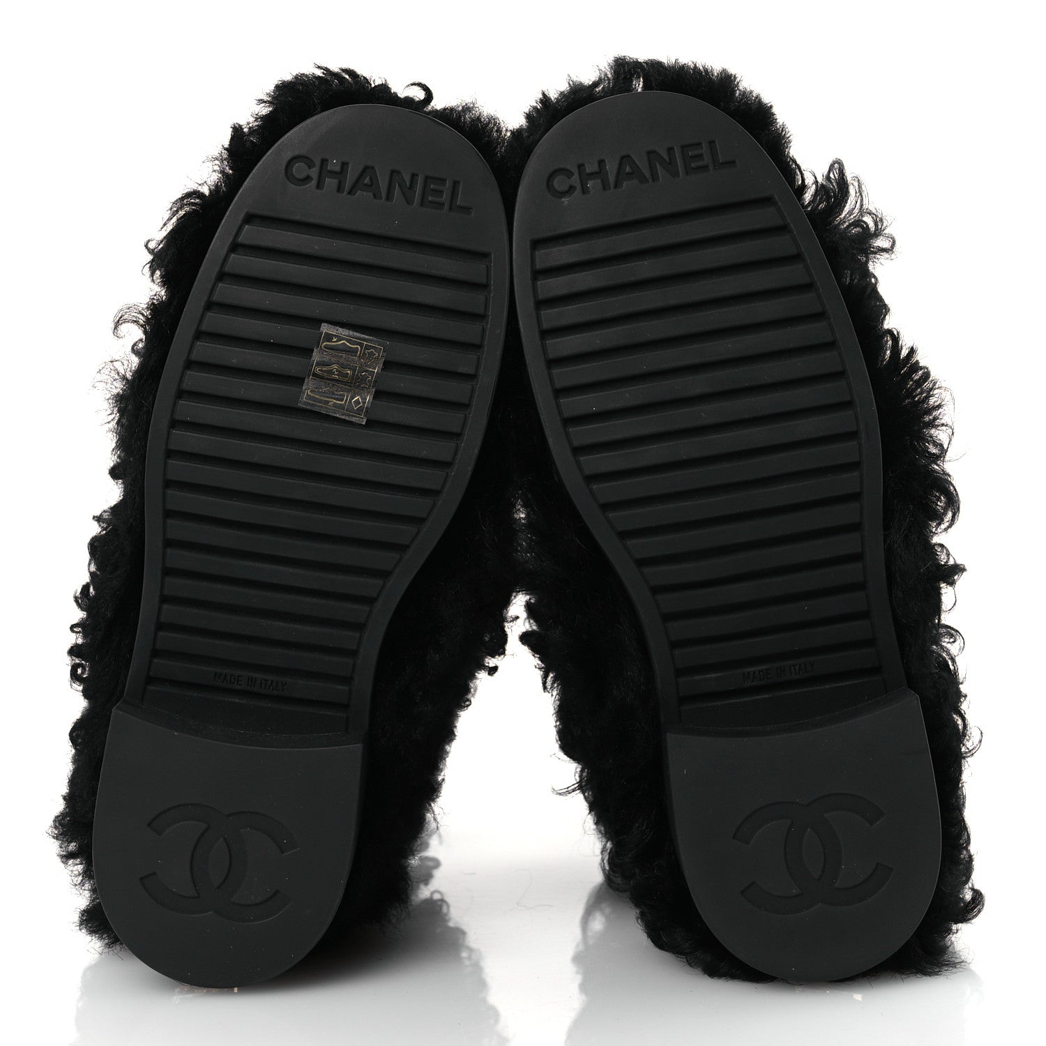 Chanel Shearling Sheepskin High Boots 38 Black 7 of 10