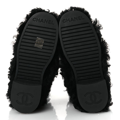 Chanel Shearling Sheepskin High Boots 38 Black 7 of 10