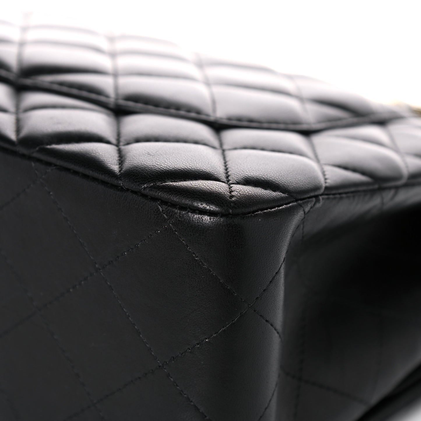 Lambskin Quilted Jumbo Double Flap Black