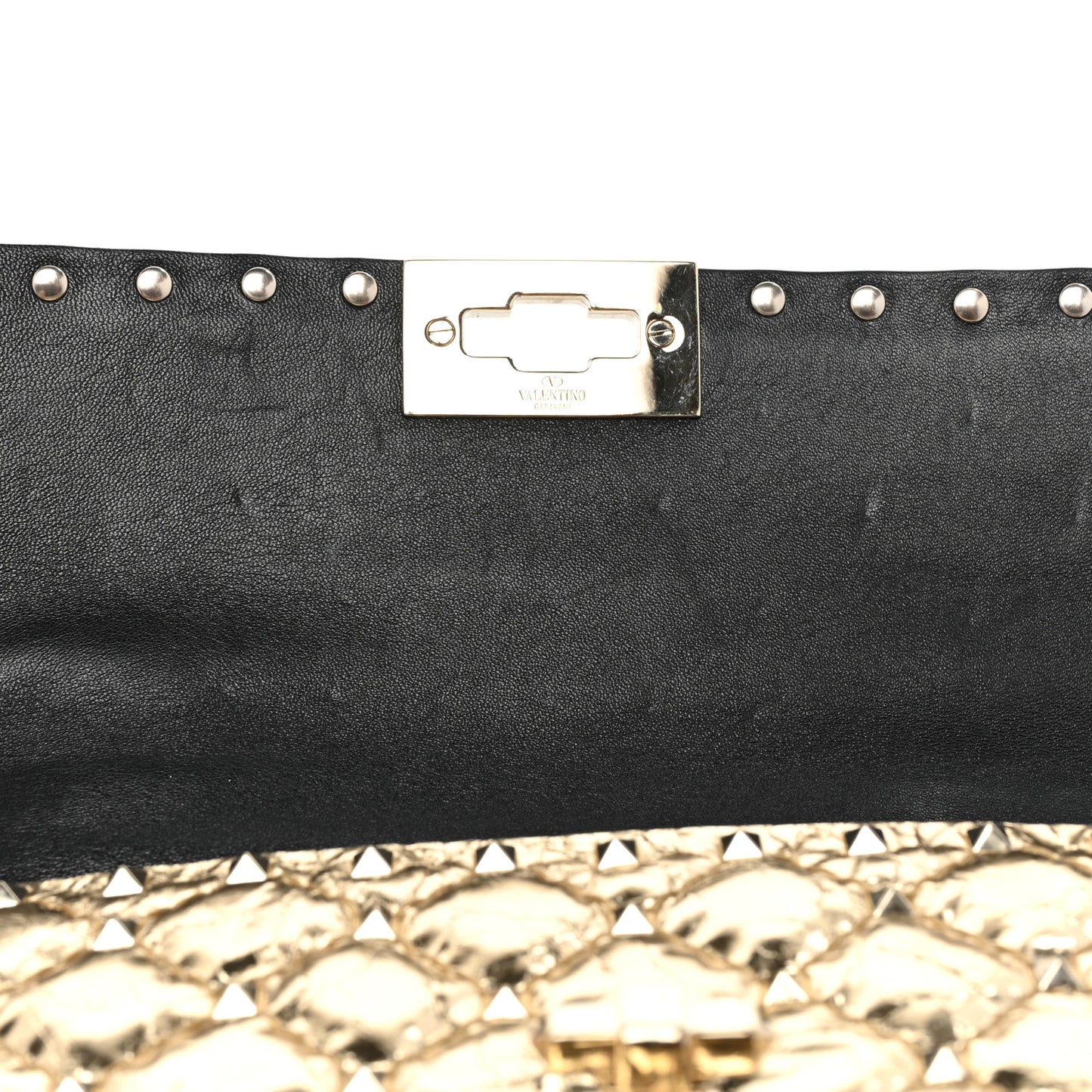 Metallic Wrinkled Lambskin Medium Rockstud Spike Shoulder Bag Mekong