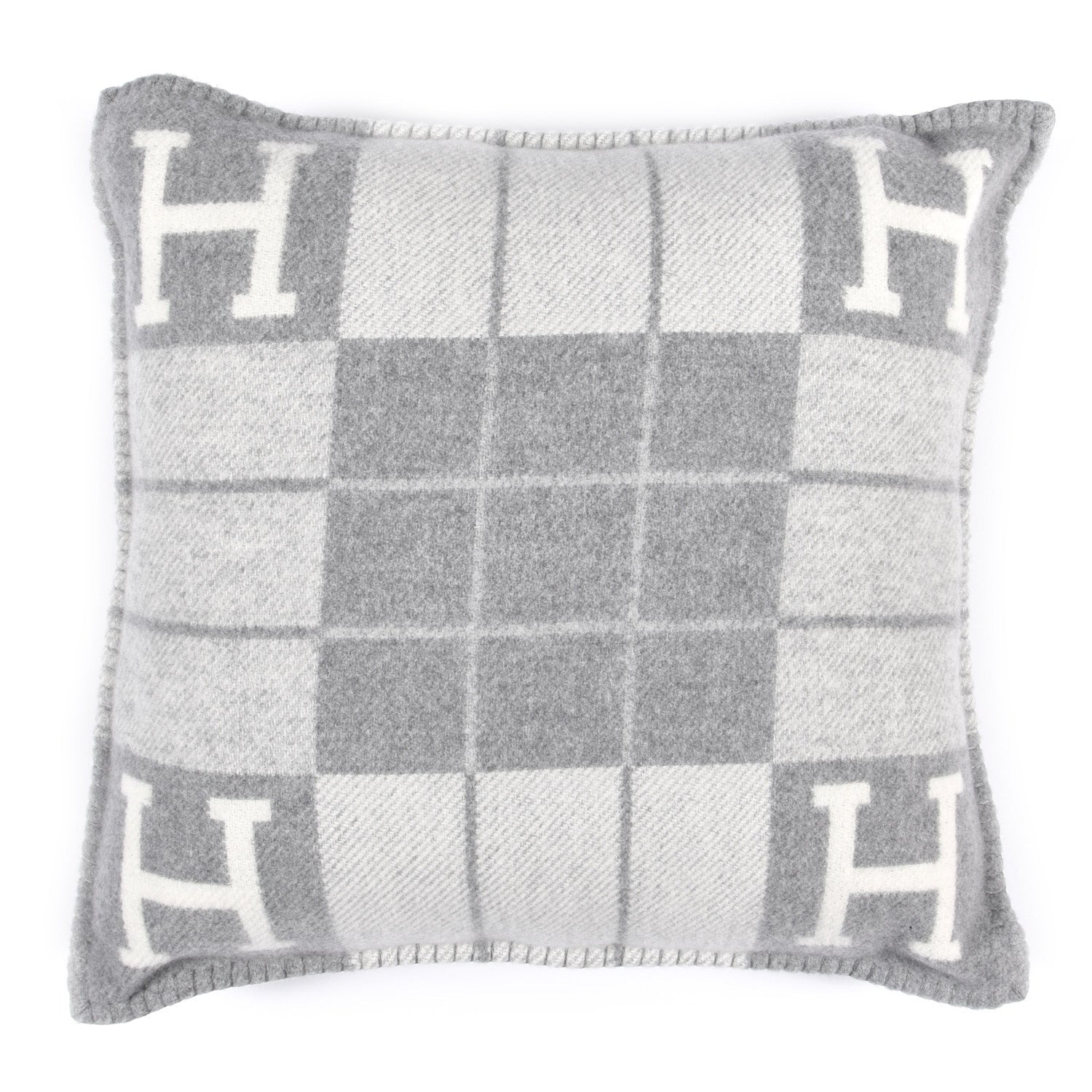 Hermes Wool Cashmere Avalon III Pillow PM Ecru Gris Clair 1 of 4