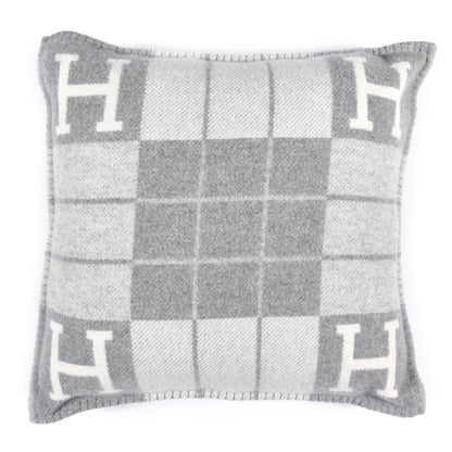 Hermes Wool Cashmere Avalon III Pillow PM Ecru Gris Clair 1 of 4