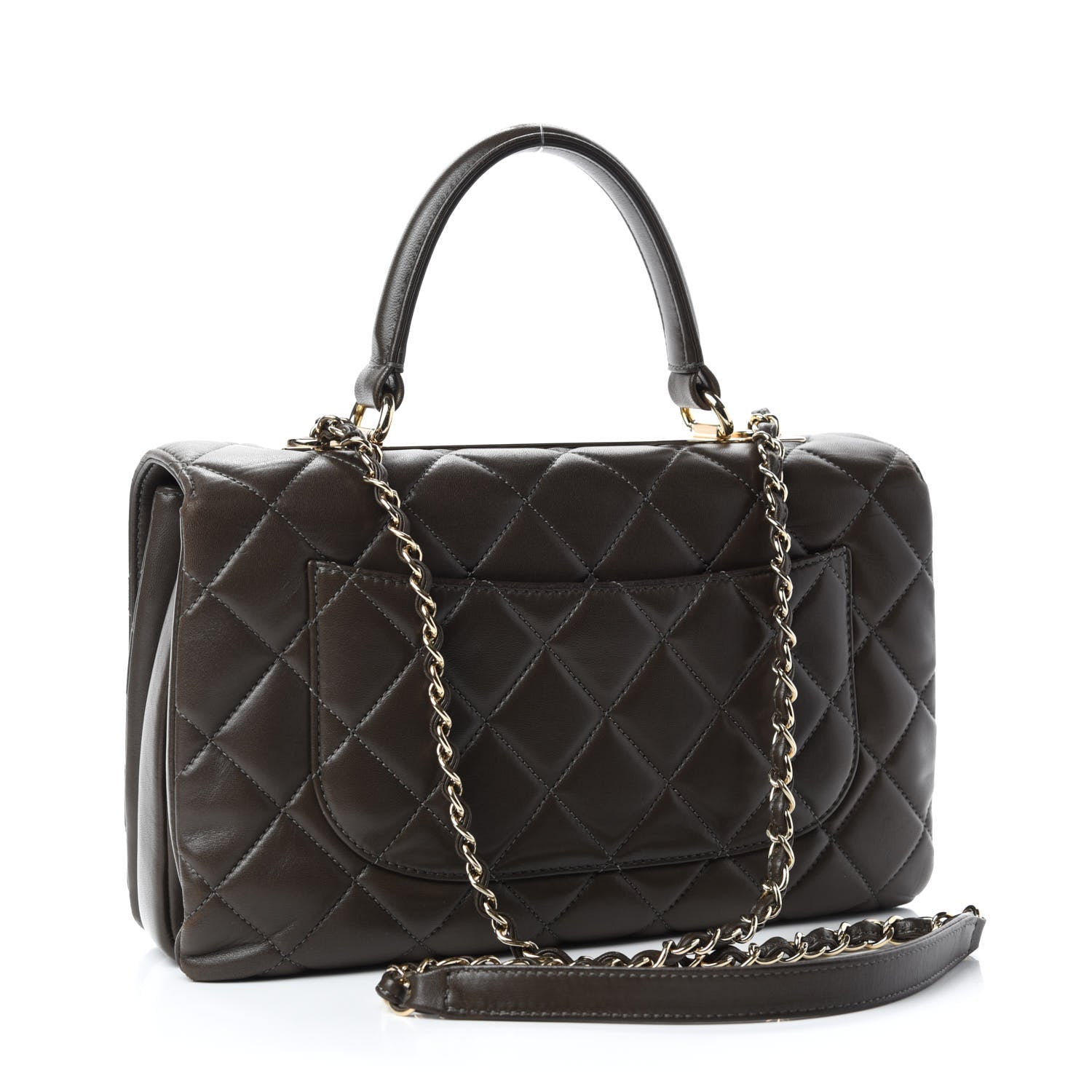Chanel Lambskin Quilted Medium Trendy CC Flap Dual Handle Bag Dark Khaki 3 of 12