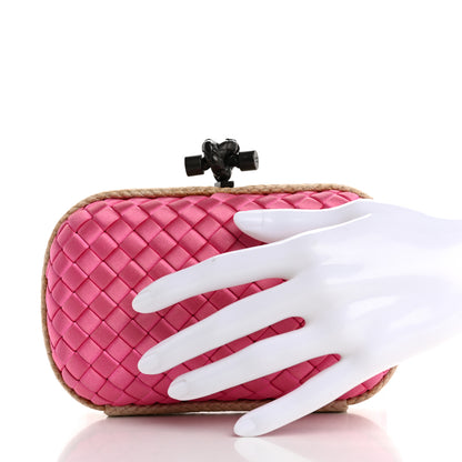 Bottega Veneta Satin Intreccio Impero Knot Clutch Clutch Rosa Shock 2 of 7