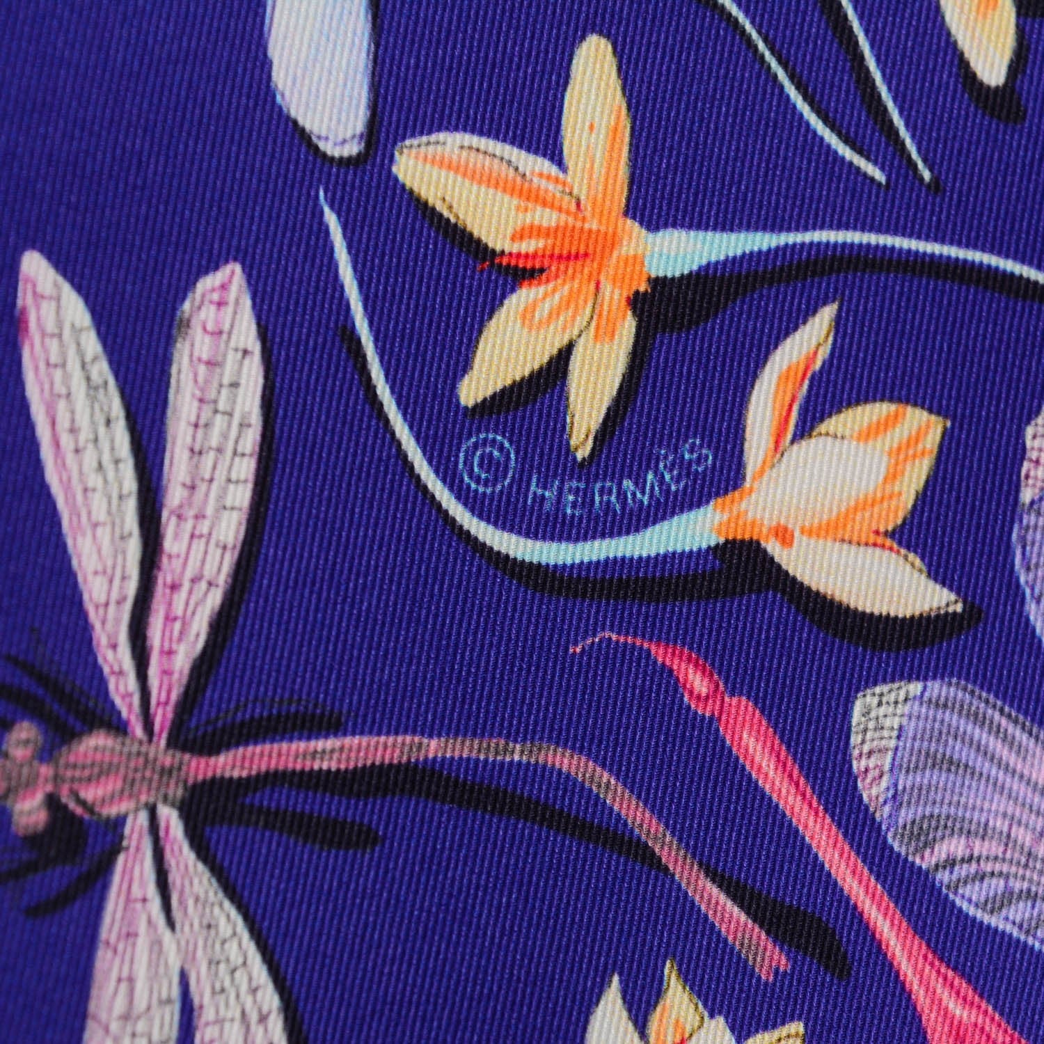 Hermes Silk Dragonflies Scarf 70 Iris Rose Turquoise 6 of 6
