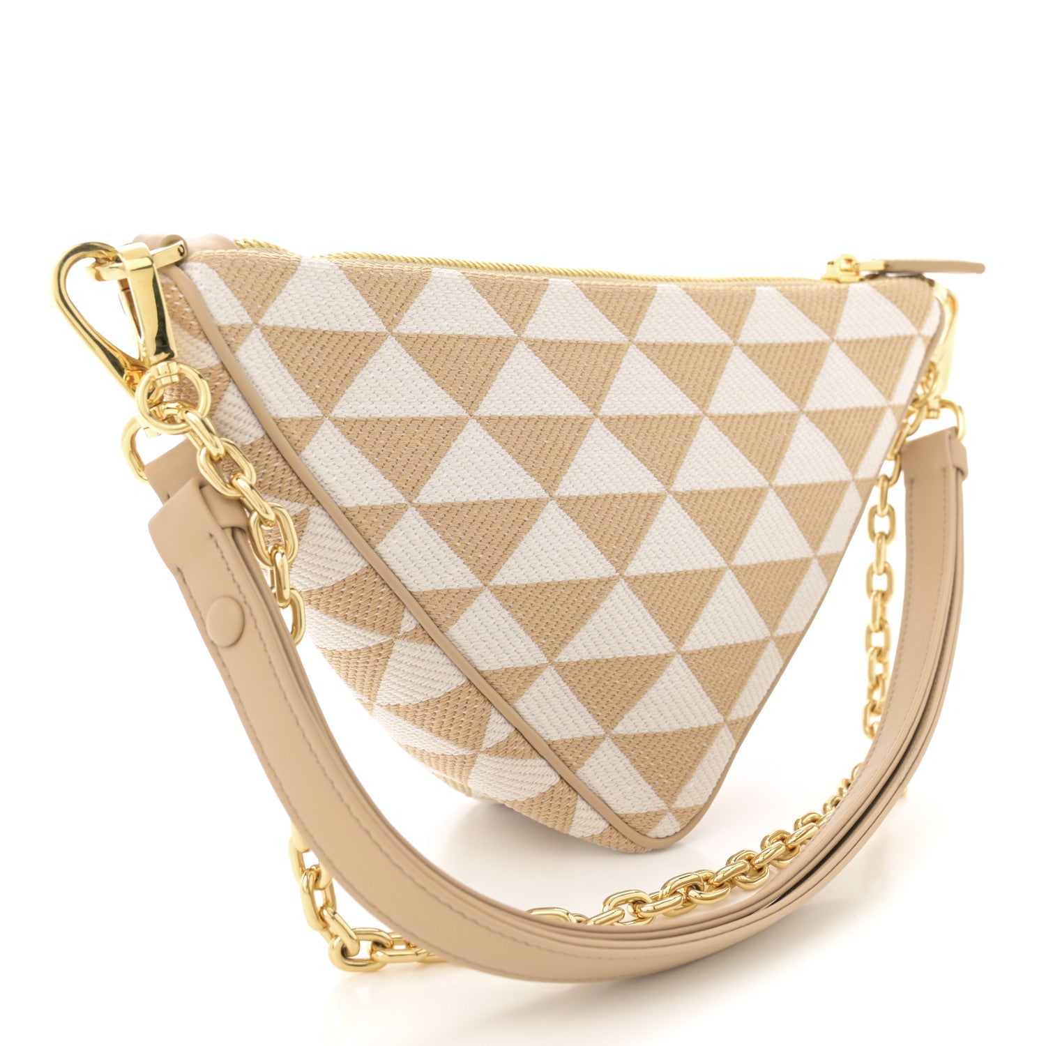 Prada Jacquard Triangolo Symbole Embroidered Mini Triangle Bag Corda Talco 3 of 11