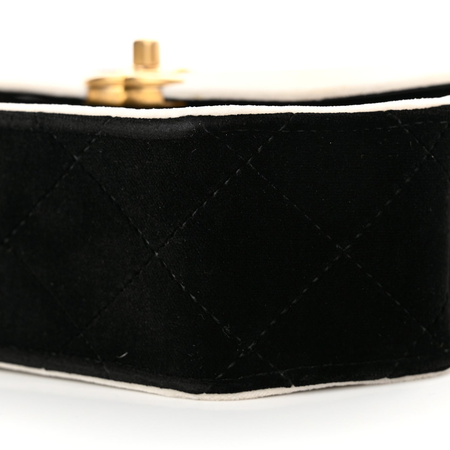 Velvet Quilted Mini Place Vendome Flap Black White