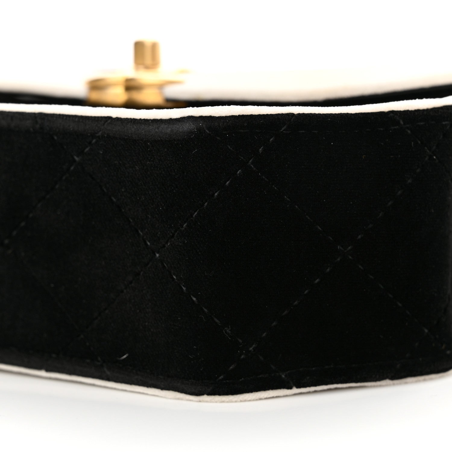 Chanel Velvet Quilted Mini Place Vendome Flap Black White 10 of 12