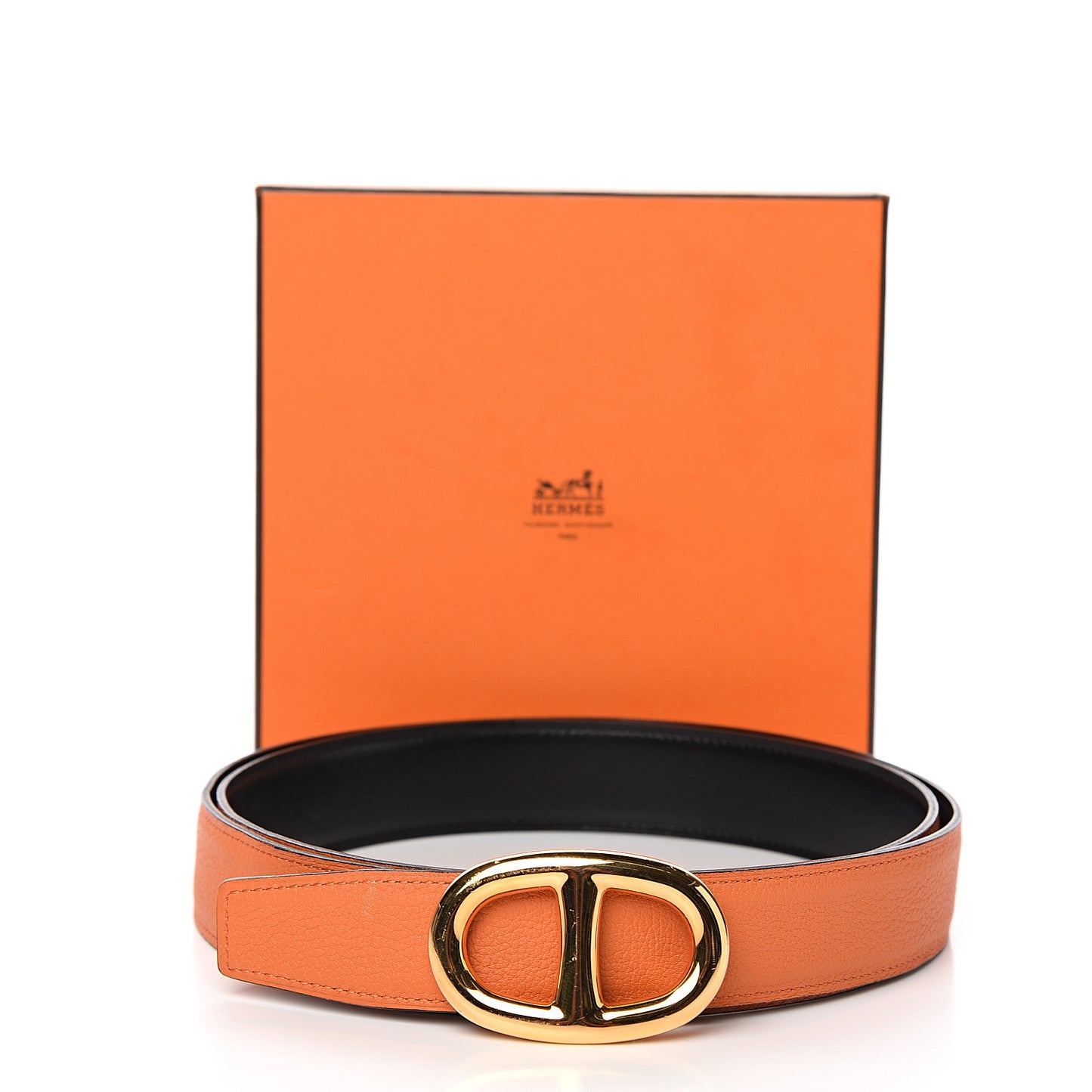 Box Togo Chaine D'Ancre Belt 110 Orange Black