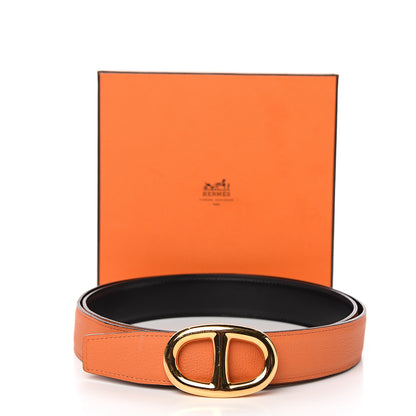 Hermes Box Togo Chaine D'Ancre Belt 110 Orange Black 6 of 6