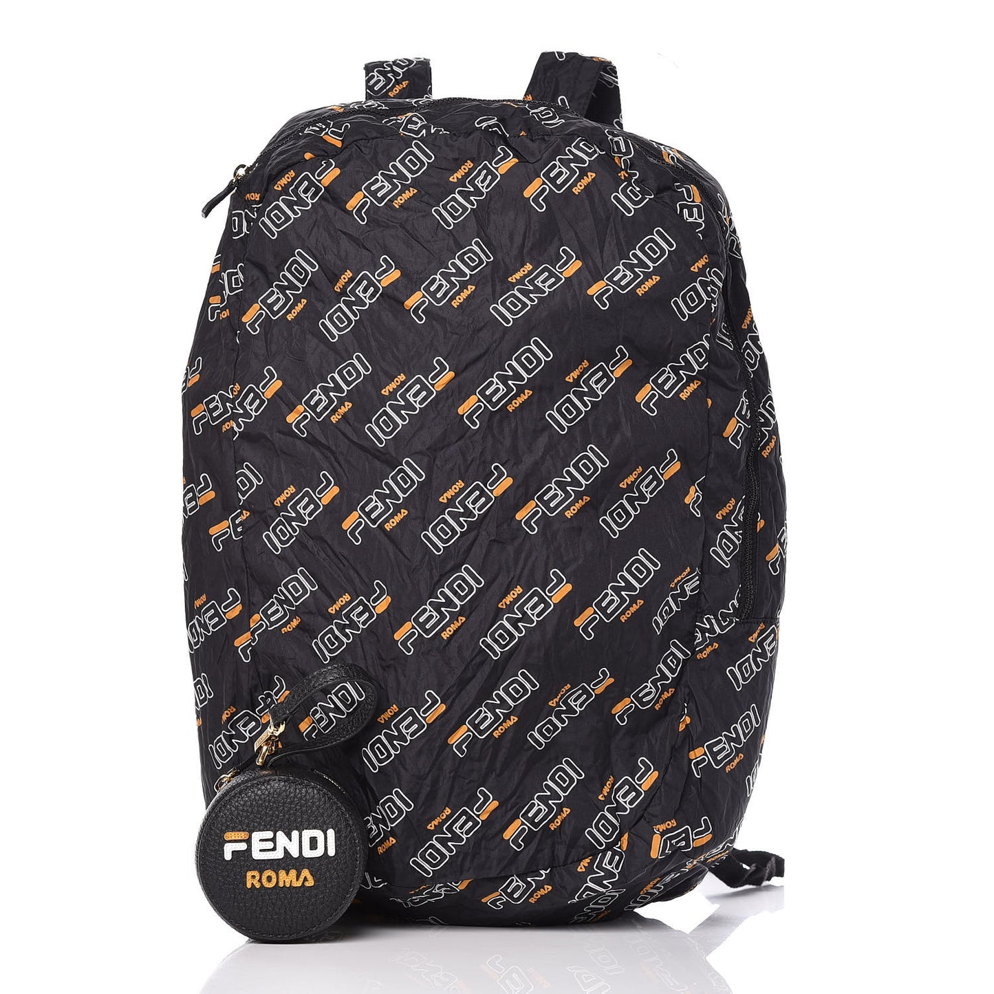 X FILA Calfskin Mania Backpack Help Bag Charm Black
