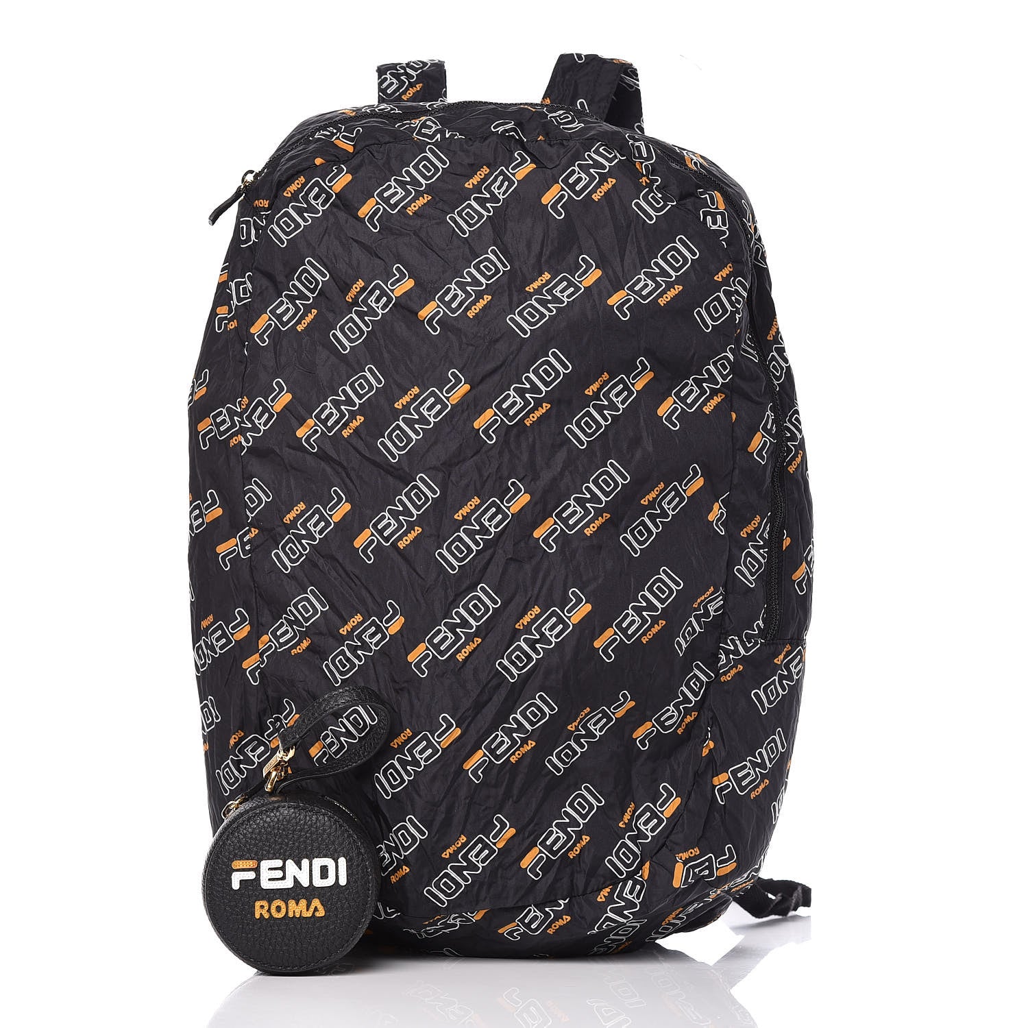Fendi X FILA Calfskin Mania Backpack Help Bag Charm Black 9 of 12