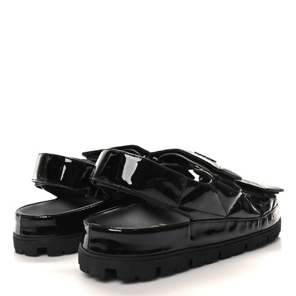 Prada Patent Quilted Padded Slingback Sandals 38.5 Black 4 of 7