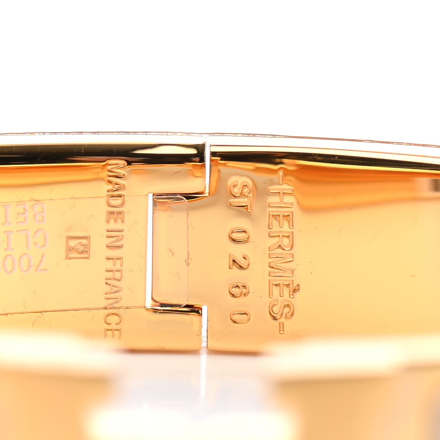 Hermes Enamel Narrow Clic Clac H Bracelet PM Beige Nacre 3 of 3
