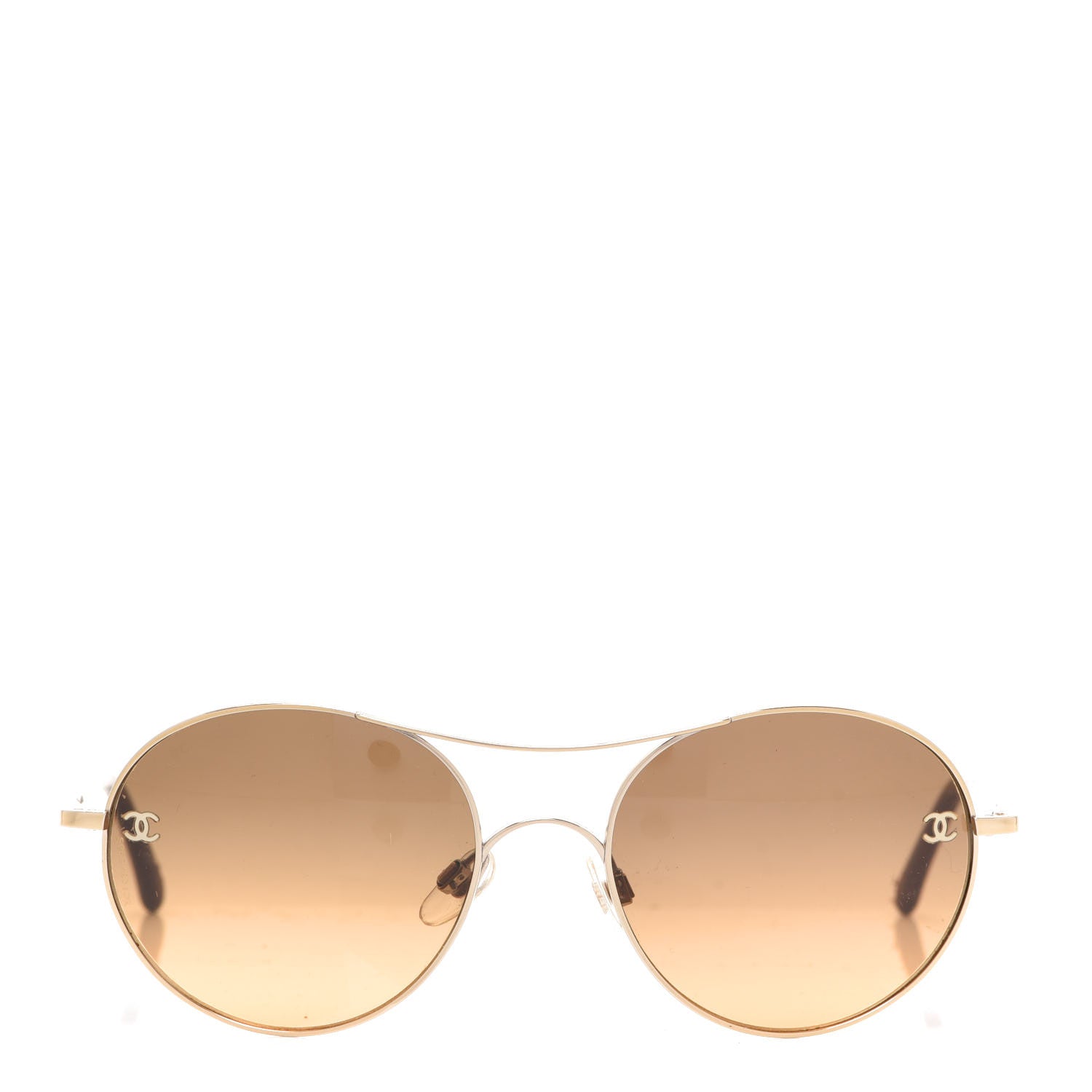 Chanel Round Sunglasses 4190 T Q Brown Gold 2 of 8