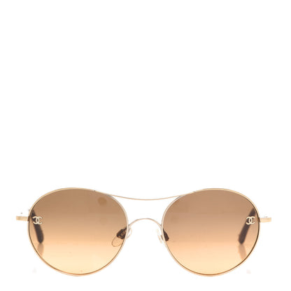 Chanel Round Sunglasses 4190 T Q Brown Gold 2 of 8