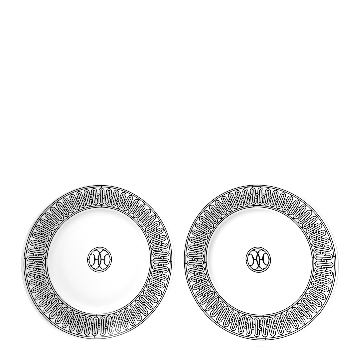 Porcelain H Deco Dessert Plates Set of 2 Black White