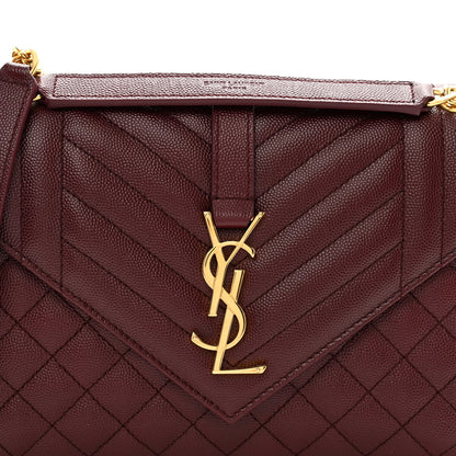 Saint Laurent Grain De Poudre Textured Mixed Matelasse Medium Triquilt Monogram Satchel Rouge Legion 8 of 10