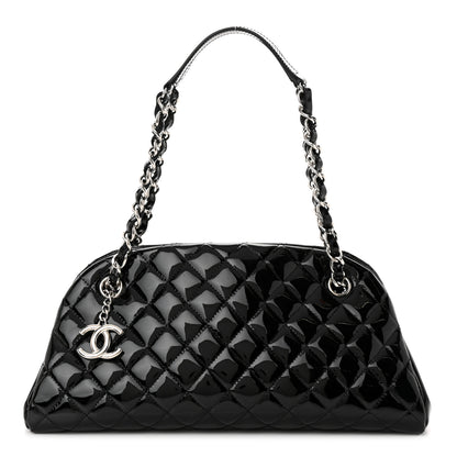 Chanel Patent Quilted Medium Just Mademoiselle Bowling Bag Black 1 of 12