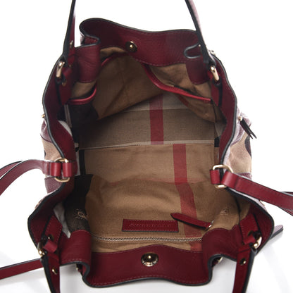 Burberry Grainy Calfskin House Check Small Maidstone Burgundy Red 5 of 9