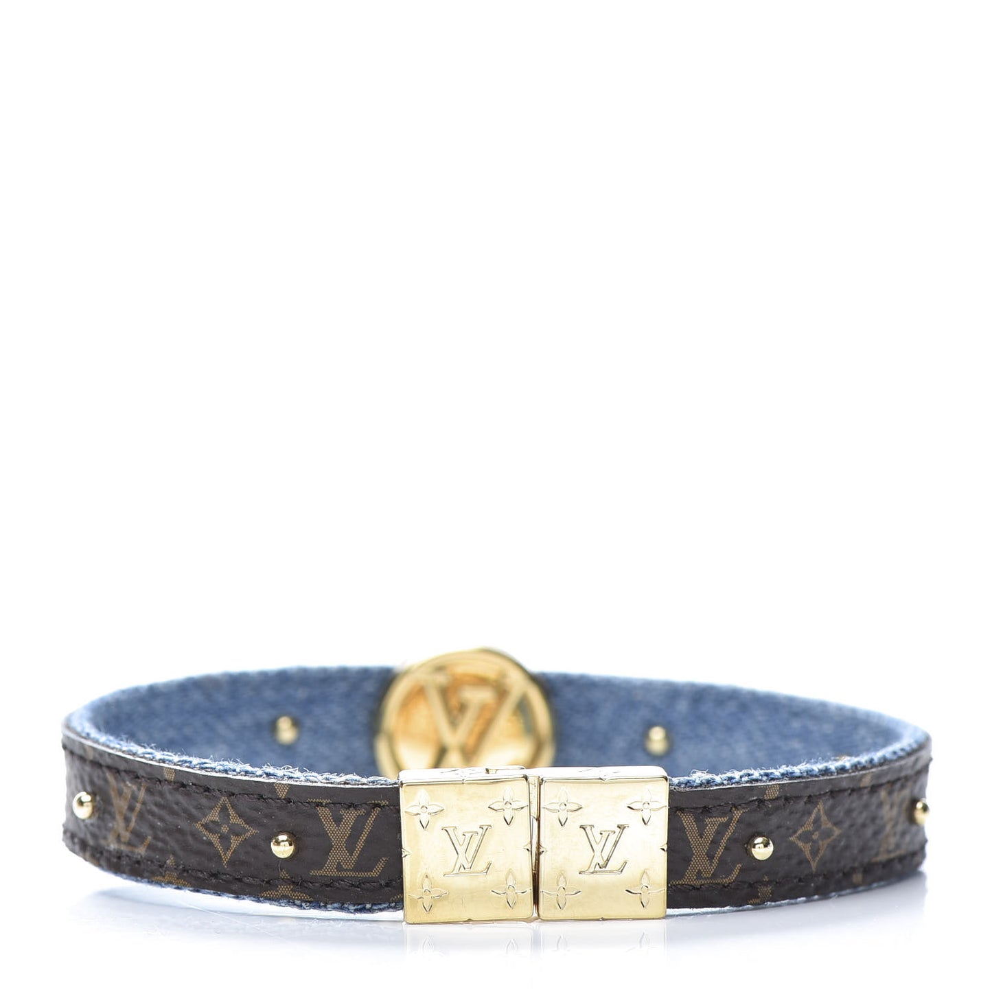 Monogram LV Circle Reversible Bracelet 17 Denim