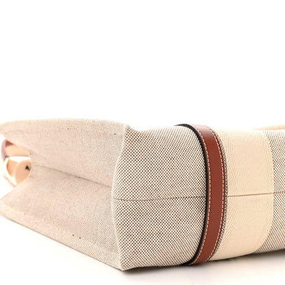 Chloe Linen Calfskin Medium Woody Ribbon Tote White Brown 9 of 10