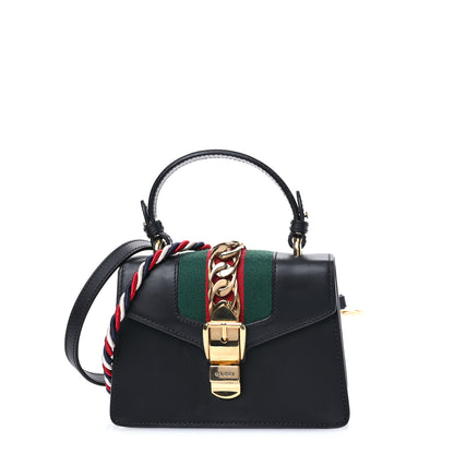 Gucci Calfskin Mini Sylvie Top Handle Bag Black 1 of 10