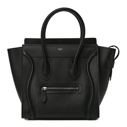 Celine Drummed Calfskin Micro Luggage Black 1 of 12
