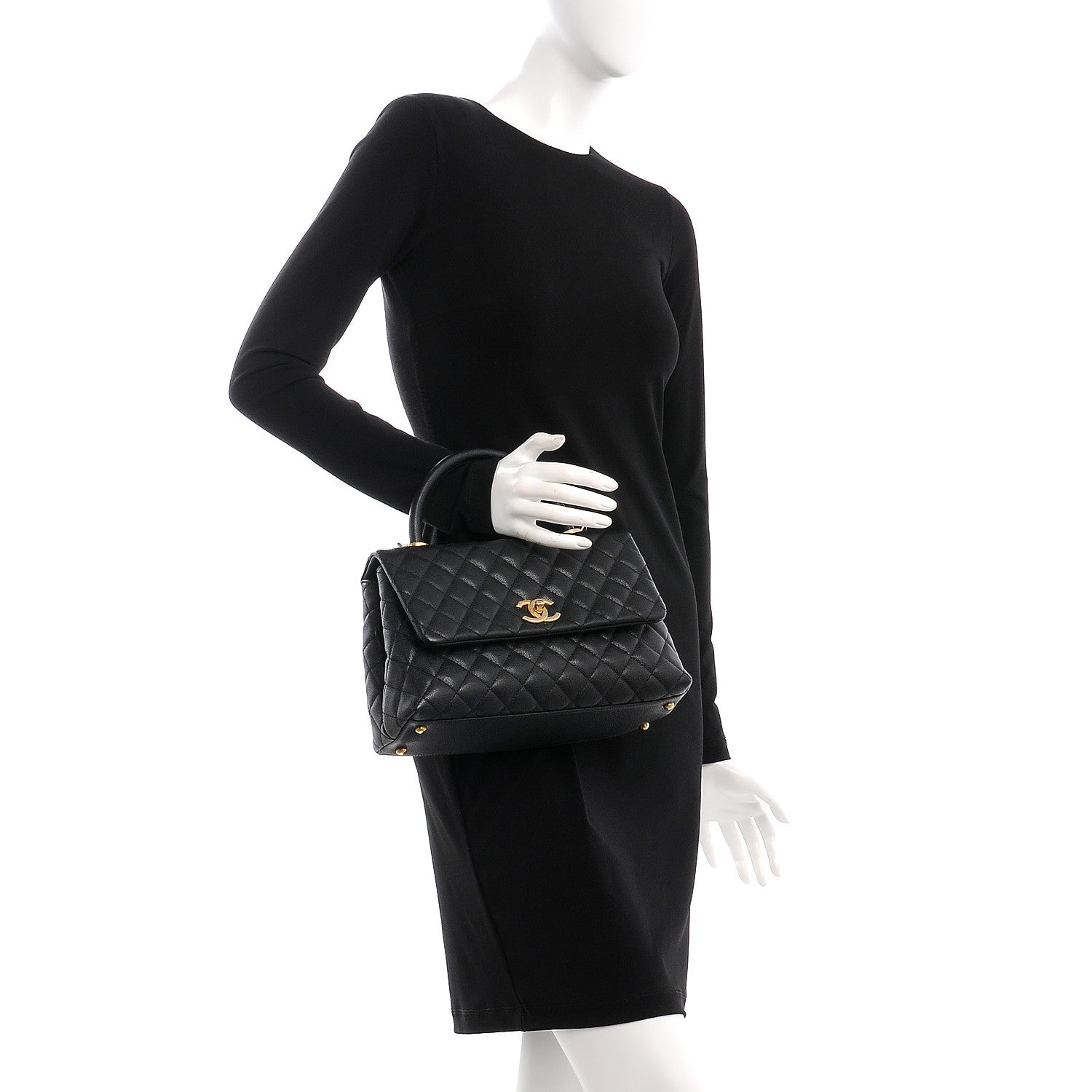 Chanel Caviar Quilted Small Coco Handle Flap Black 3 of 9