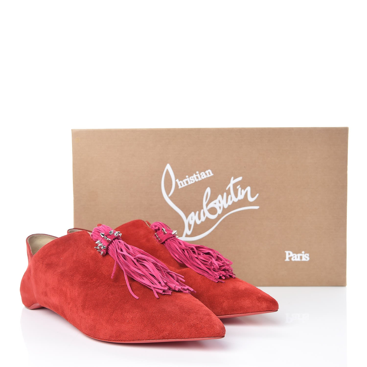 Christian Louboutin Veau Velours Medinana Flats 41 Rougissime Rosa 9 of 9