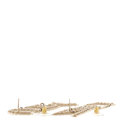 Chanel Crystal Cha-Nel Logo Drop Earrings Gold 3 of 5