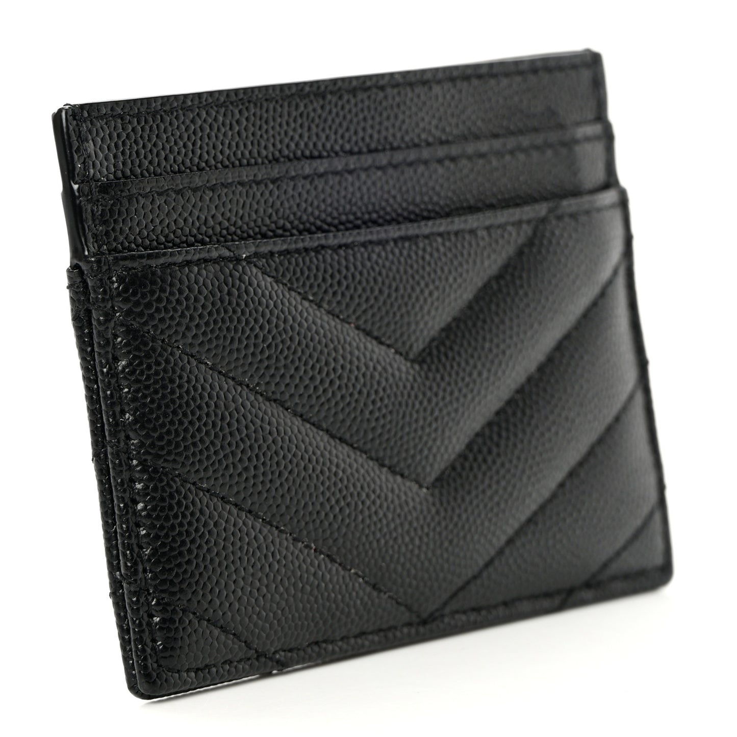 Grain De Poudre Matelasse Chevron Monogram Credit Card Case Black