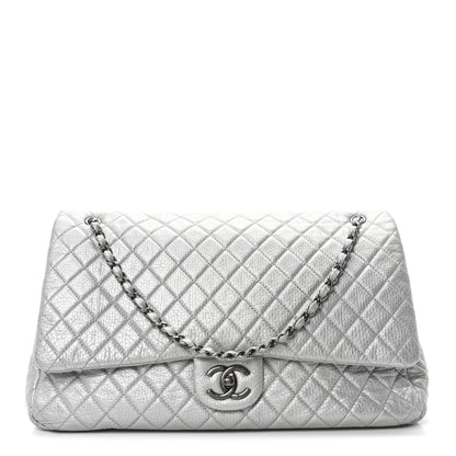 Chanel Metallic Calfskin Quilted XXL Travel Flap Bag Silver 1 of 10